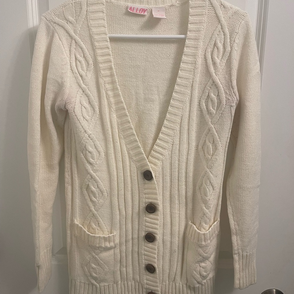 ALLOY Women's Ivory Cable Knit Cardigan